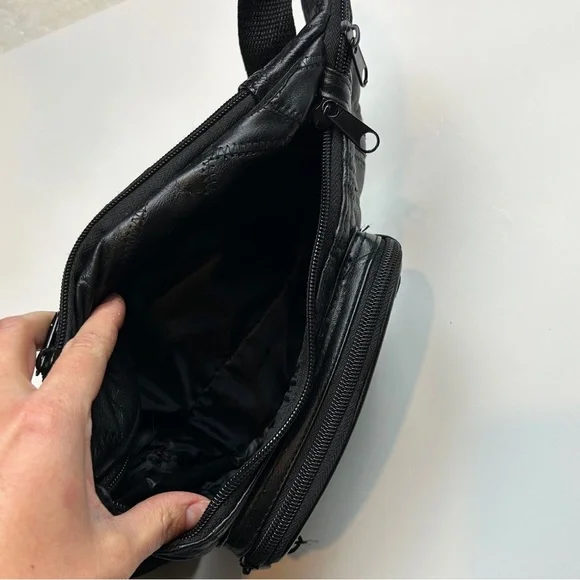 Genuine Leather Vintage Black Fanny Pack - Picture 5 of 6